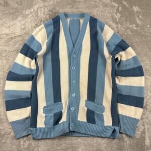 True Vintage 1950’s Blue/White Striped Button-up Cardigan Size M-L